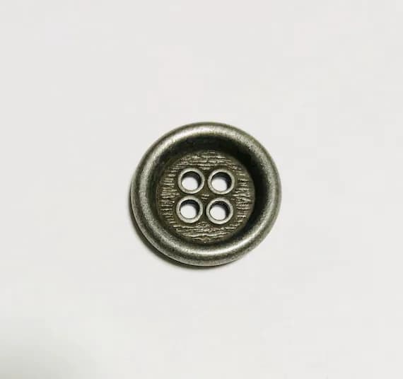 silver none - Set of 2 Silver 4 Hole Metal Button - 23mm / 3/4 inch - Dill Buttons Brand