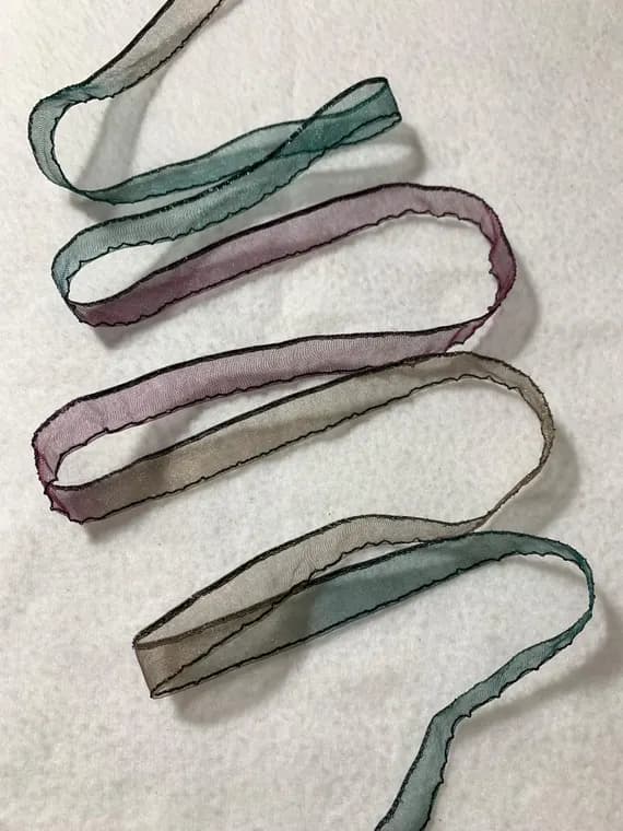 forest none - Vintage French Ombre Sparkling Organdy Ribbon Purple & Forest (COCO) 9/16" - 2 Yards