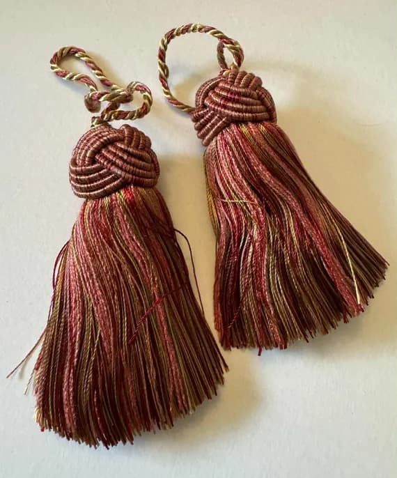 gold none - Red & Gold 6" Key Tassel Fringe Vintage New made in Turkey Set of 2