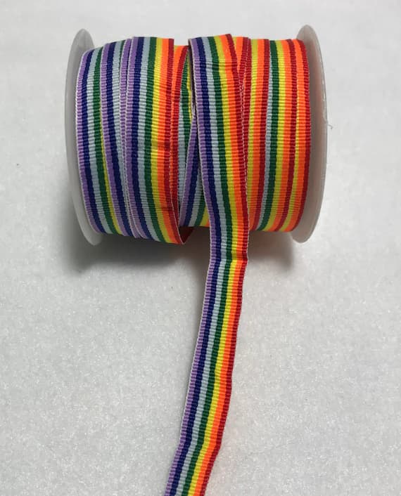 none - RAINBOW Ribbon (5/8" wide) -by the yard-