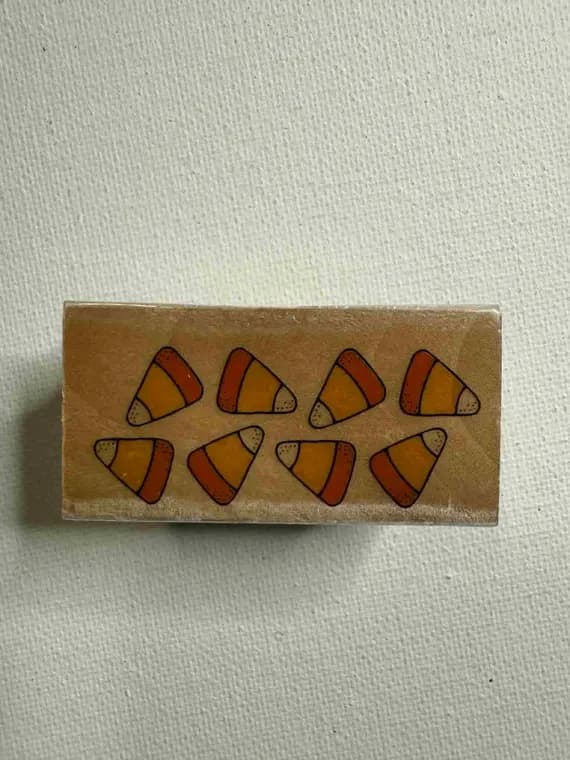 none - 1"x2" Candy Corn Wood Mounted Rubber stamp. By: Westwater Enterprise