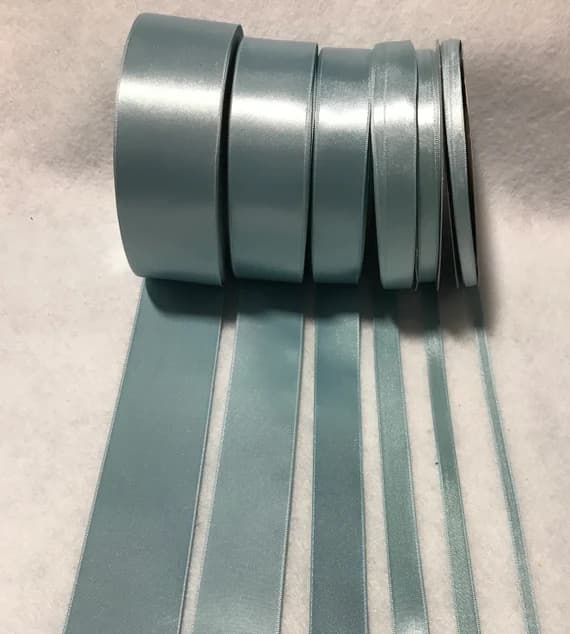 blue none - Dusty Light Blue Double Sided Satin Ribbon - Made in France (6 Widths to choose from)