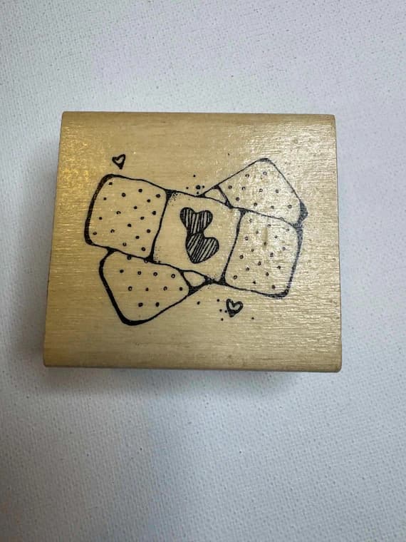 none - 2"x2.25" Heart Band-Aids Wood Mounted Rubber Stamp