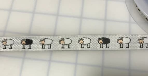black none - Black Sheep Jacquard Ribbon Trim 5/8" Made in France