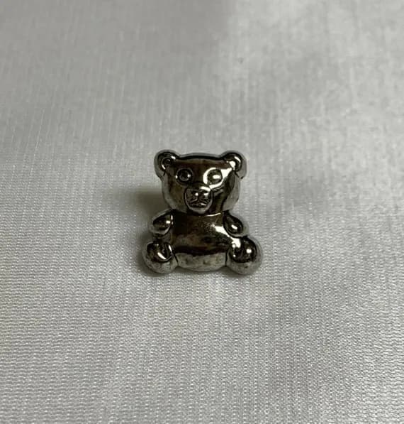 silver none - Silver Teddy Bear Metal Button -1/2" - Dill Buttons Brand - Set of 2