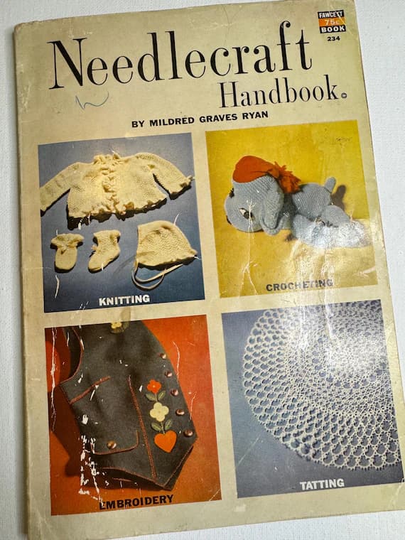 none - Needlecraft Handbook by Mildred Graves Ryan patterns book vintage 1954 knitting crochet embroidery and tatting