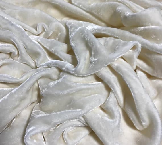 ivory velvet fabric - IVORY Hand Dyed Silk Velvet Fabric