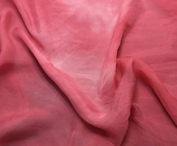 pink chiffon fabric - Hand Dyed BUBBLEGUM PINK Soft Silk Organza Fabric - 54" wide
