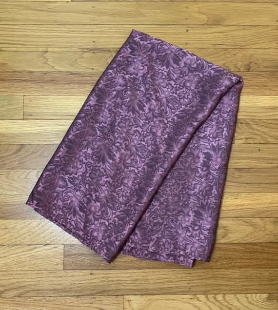 velvet fabric - 100% Silk Jacquard Shawl - Antique Rose Baroque Scroll Handmade 34"x34"