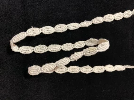 white none - Vintage White Cotton Swirly Applique Trim White 3/8" wide x 2.5 Yards