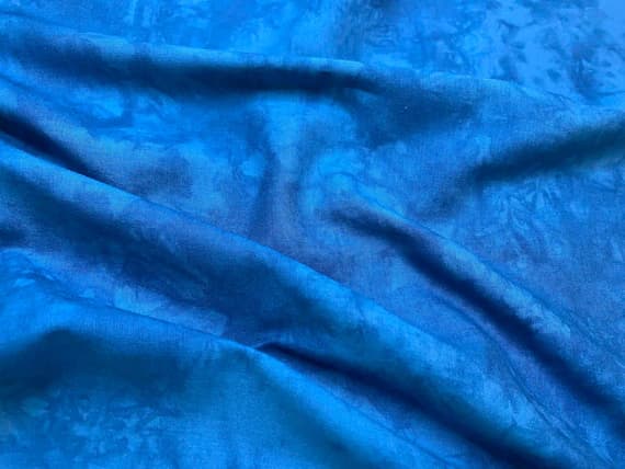 teal cotton fabric - Teal Blue Watercolor Batik Cotton Fabric Vintage 90s OOP