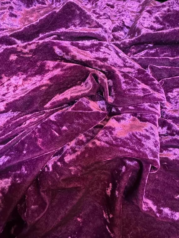 boysenberry velvet fabric - Boysenberry - Stretch Polyester Crushed Velvet Fabric