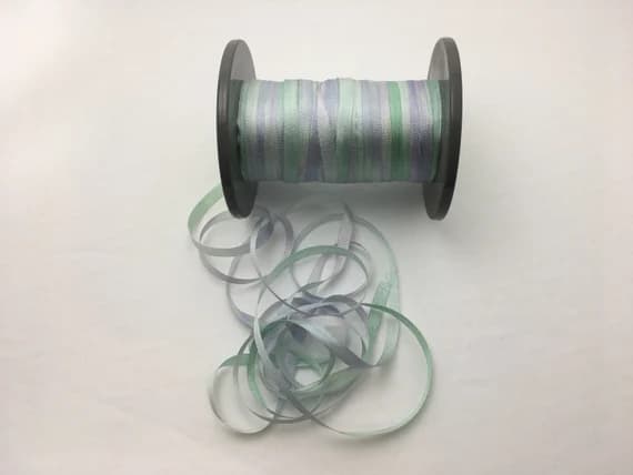 lavender none - Hand Dyed Mint & Lavender #26 Pure Silk Embroidery Ribbon 4mm 1/8" wide Japan -3 yards-