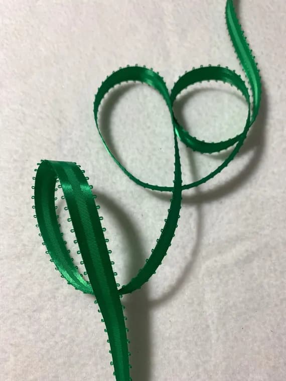 emerald none - Emerald Green Double Sided Satin Ribbon Picot Edge - 7/16" wide - 5 Yards