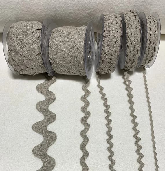 none - Natural Linen Rick Rack Trim - Made in France (4 Widths to choose from)