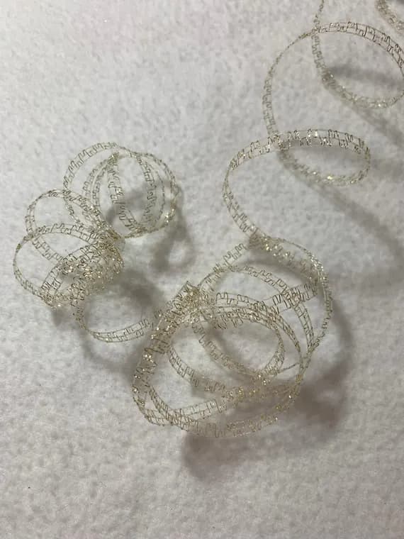 gold none - Metallic Gold Lacy Ribbon - 1/8" wide - 5 Yards