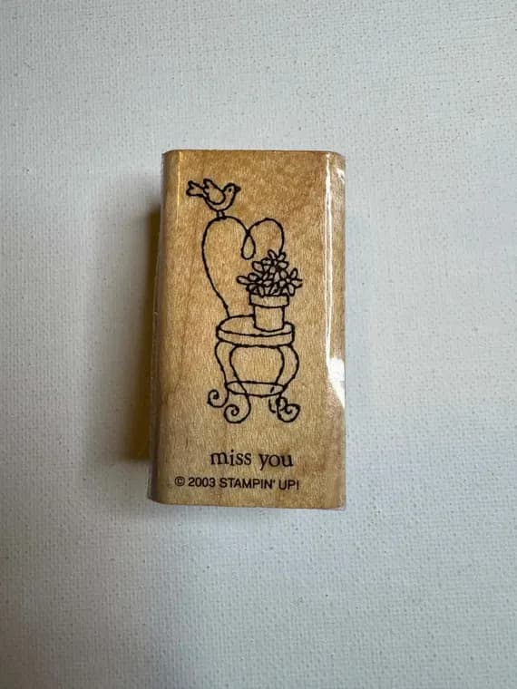 none - 1.25"x2.25" 2003 Miss you Wood Mounted Rubber stamp. By Stampin Up!