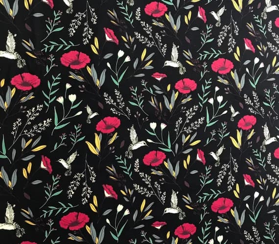 cotton fabric - Magical Fauna Dark Mystique Hummingbirds - Art Gallery Cotton Fabric
