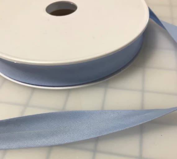 blue none - LIGHT BLUE Poly Cotton Single Fold Bias Tape Made in France 3/4" (3 yards)