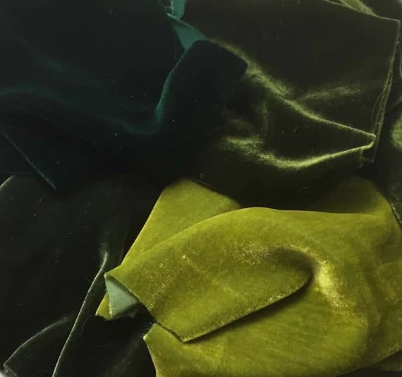 velvet fabric - Silk VELVET GREENS Fabric Sample Set Remnants Lot 6x45" each