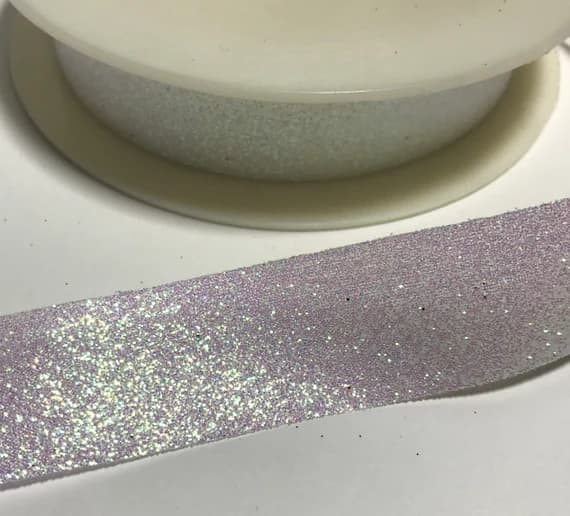 none - Metallic PEARL Iridescent GLITTER Ribbon Trim (1" wide) x 3 yards