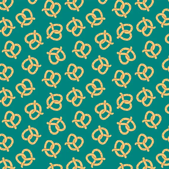 turquoise cotton fabric - Food Truck Pretzel Deep Turquoise - Paintbrush Studio Cotton Fabric