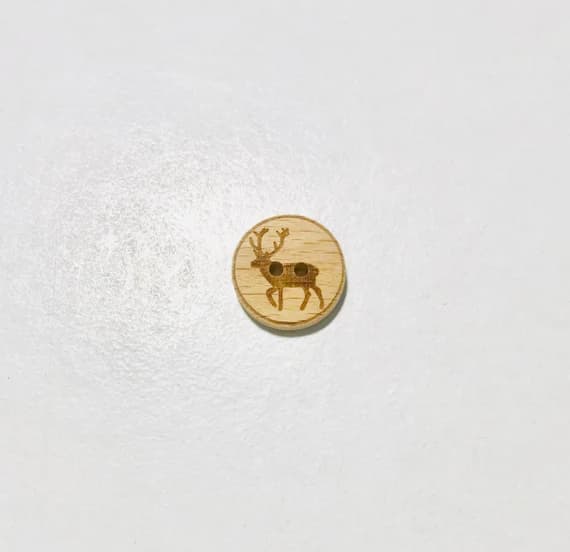 none - Deer Wood Button - Dill Buttons Brand (3 Sizes to Choose) set of 2