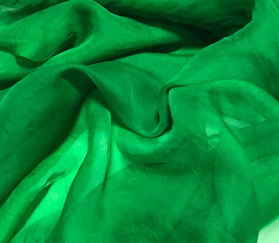 kelly organza fabric - Hand Dyed BRIGHT KELLY GREEN - Silk Organza Fabric