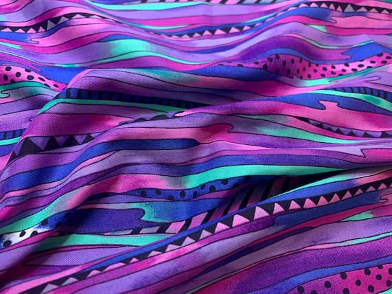 purple cotton fabric - Purple Pink Abstract Cotton Fabric Vintage 90's OOP Bug by Timeless Treasures