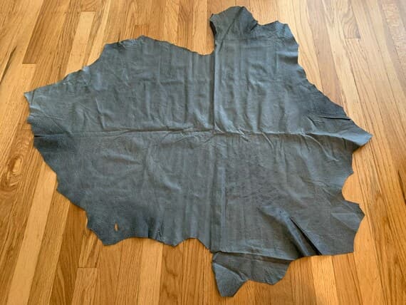 gray leather - Smoky Gray Suede - Lambskin Leather Hide 9 Square Feet