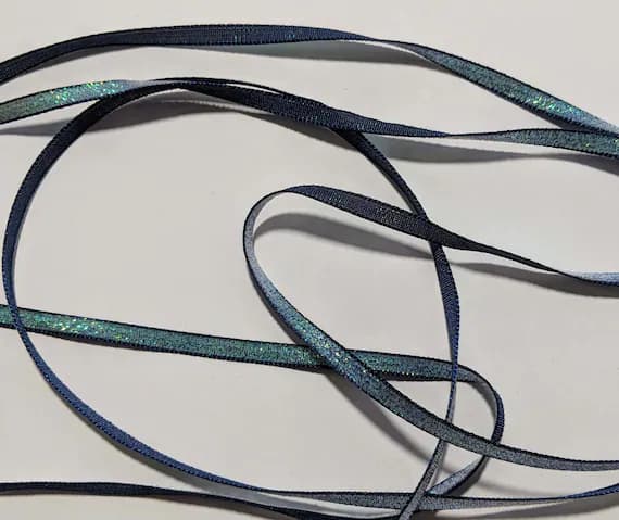 blue none - French VELVET Ribbon Lurex Metallic IRIDESCENT Dark BLUE 2 yards x 5mm 1/4 inch