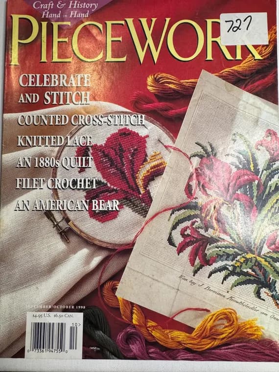 none - Piecework magazine September October 1998 vintage Filet Crochet Knitted Lace Cross Stitch and more