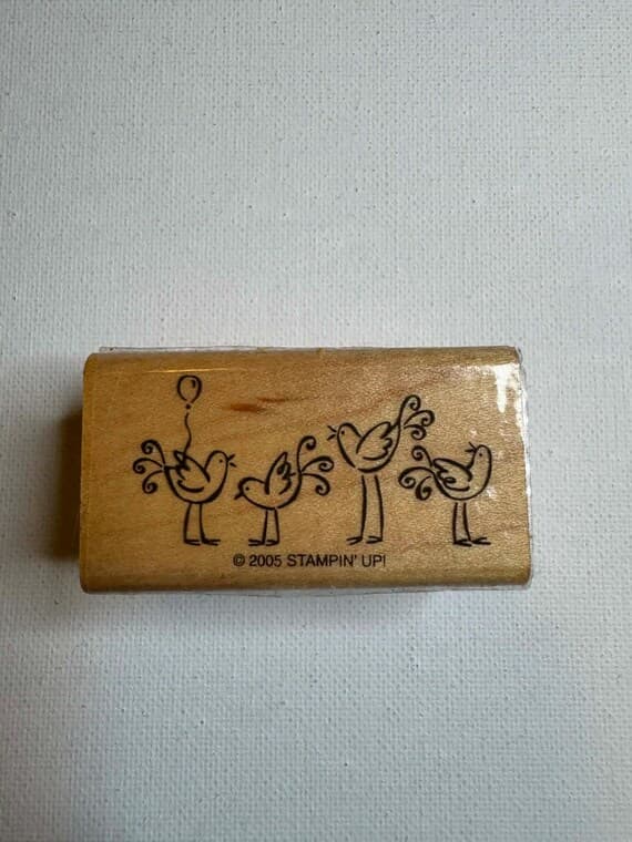 none - 1.25"x2.25" 2005 Chicken Birds Wood Mounted Rubber Stamp By Stampin Up!