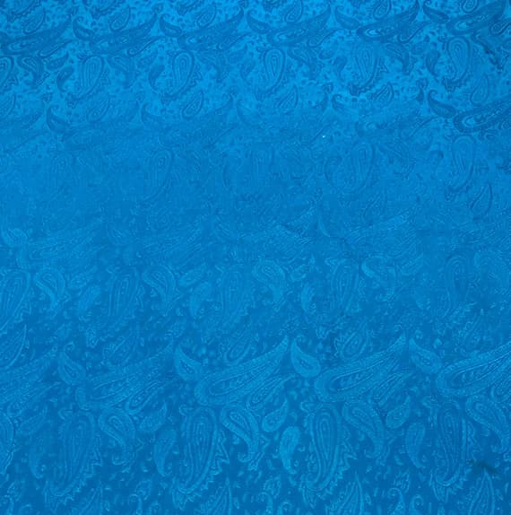 turquoise silk fabric - Hand Dyed Dark Turquoise PAISLEY - Silk Jacquard Fabric