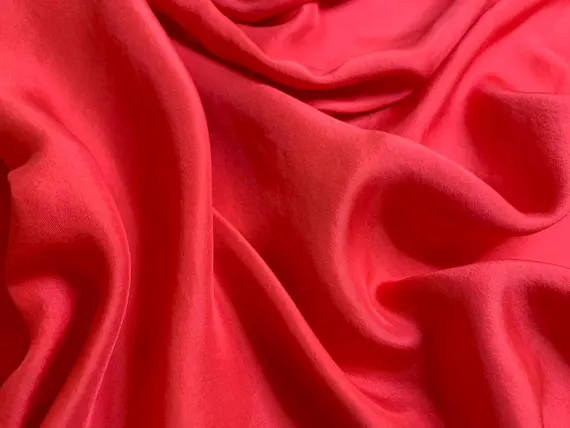 red twill fabric - STRAWBERRY RED Hand Dyed Silk Twill Fabric