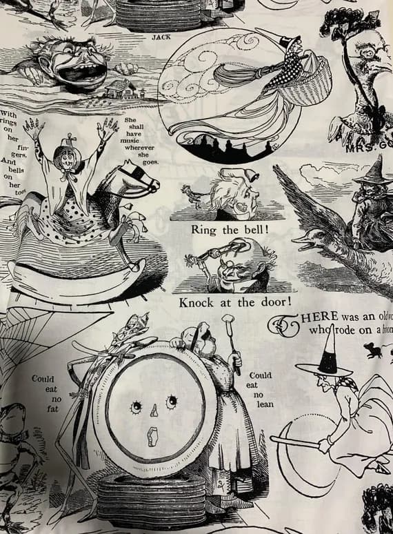 white cotton fabric - 26"x44" remnant Tall Tales Allover Motifs Off White - Goose Tales - by J. Wecker Frisch for Riley Blake Fabrics 100% Cotton Fabric