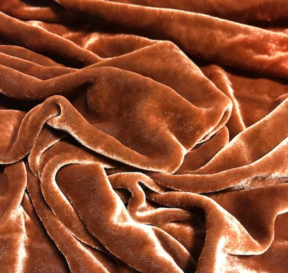 orange velvet fabric - DUSTY ORANGE Hand Dyed Silk Velvet Fabric