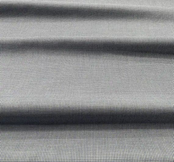 navy cotton fabric - Navy Blue 1/32" Micro Check Gingham Imperial Combed Poly/Cotton Fabric Spechler-Vogel