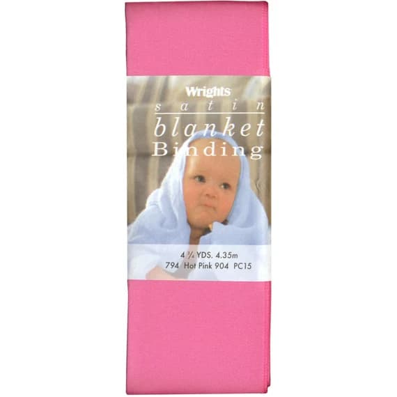 pink satin fabric - Hot Pink Wrights Single Fold Satin Blanket Binding; 2 by 4-3/4-Yard