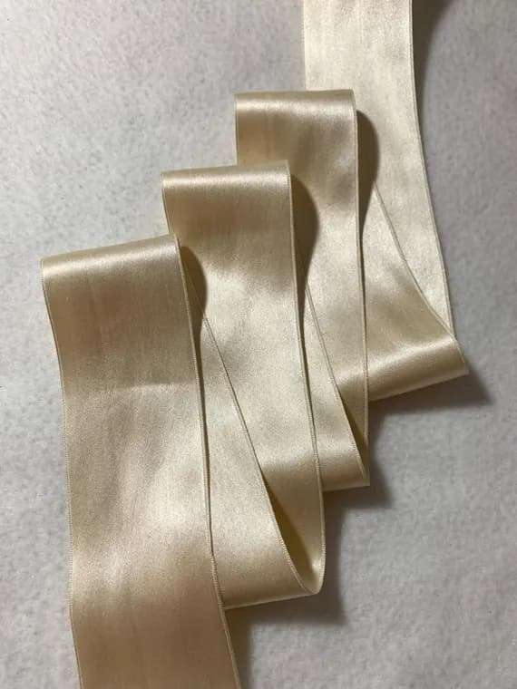 cream none - Cream 100% Pure Silk Double Faced Satin Ribbon - 50mm/2" Made in Japan
