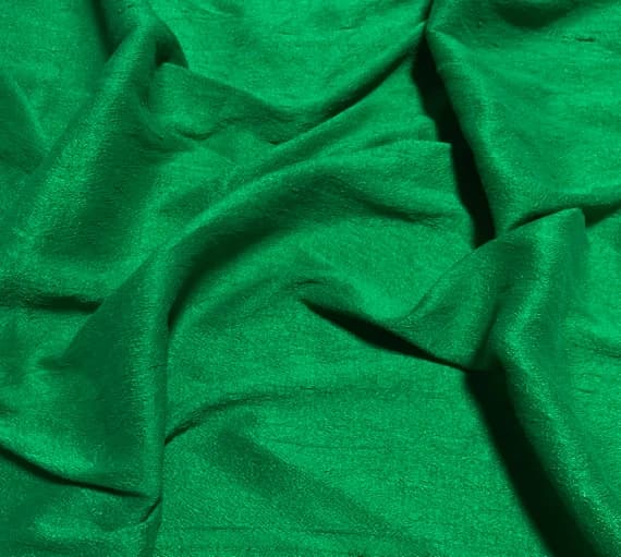 emerald dupioni fabric - Hand Dyed Emerald Green - Silk Dupioni Fabric