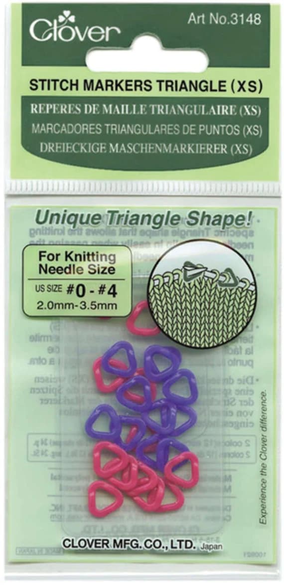 none - Clover 75015 Triangle Stitch Markers XS-Sizes 0-4 2 Colors 24-Pkg
