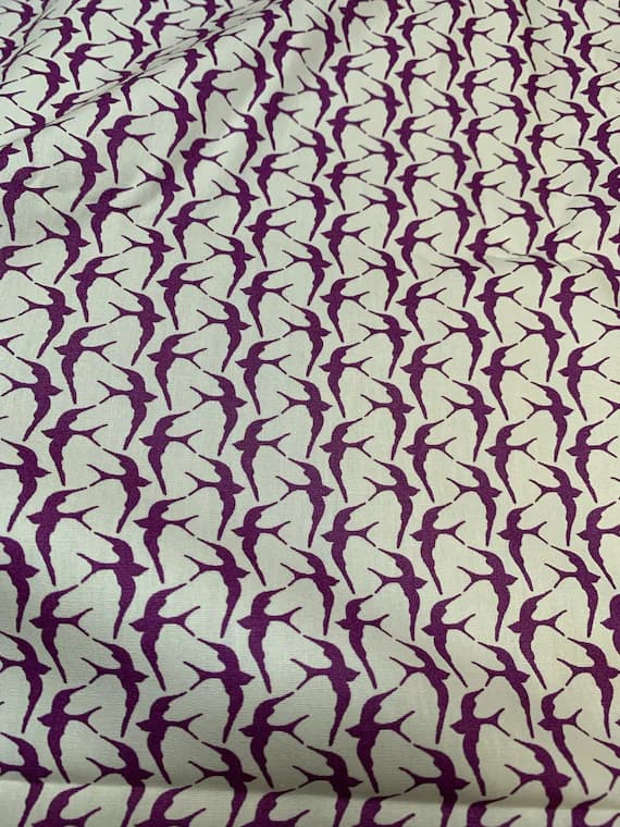purple cotton fabric - Purple Birds - Orni Bioluminescence - Utopia by Frances Newcomb for Art Gallery 100% Cotton Fabric