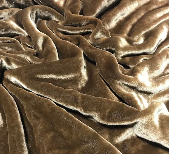 brown velvet fabric - PECAN BROWN Hand Dyed Silk Velvet Fabric