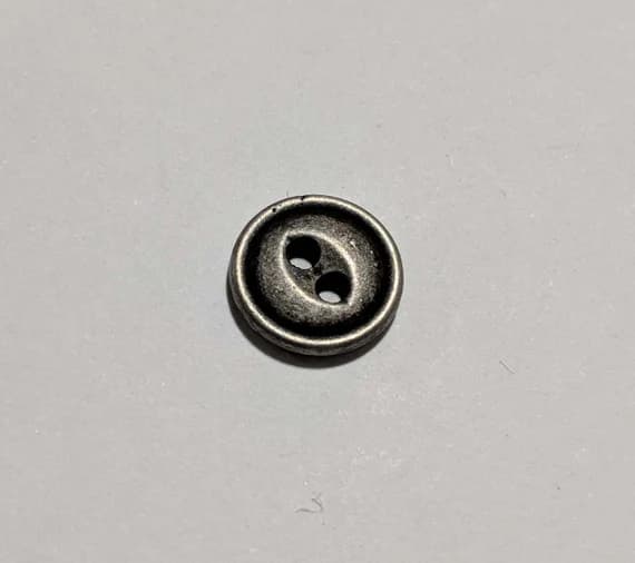 none - Pewter Metal 2 Hole Buttons 11mm / 7/16" - Dill Buttons - Set of 4