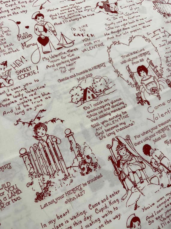 cotton fabric - All My Heart by Riley Blake J Wecker Frisch 100% Cotton Fabric Retro Valentine's Day