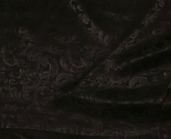 black silk fabric - Black Scroll - Silk Jacquard Fabric
