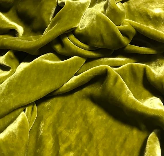 olive velvet fabric - GOLDEN OLIVE Silk Velvet Fabric
