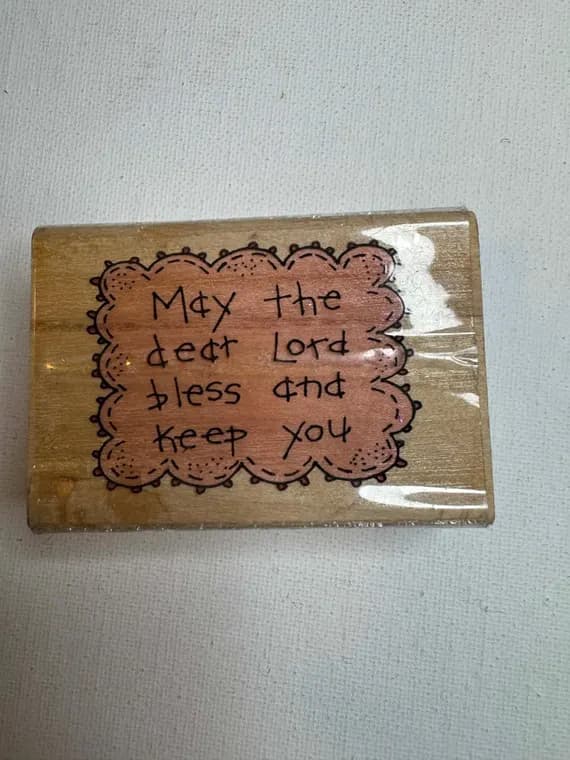 none - 1-7/8"x2-3/4" 1998 May the Dear Lord Bless and Keep You - Religious Script Wood Mounted Rubber Stamp. By Westwater Enterprise
