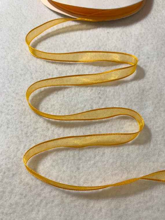yellow none - Golden Yellow Organdy Organza Ribbon - 3/8" wide - 5 Yards - Made in Japan